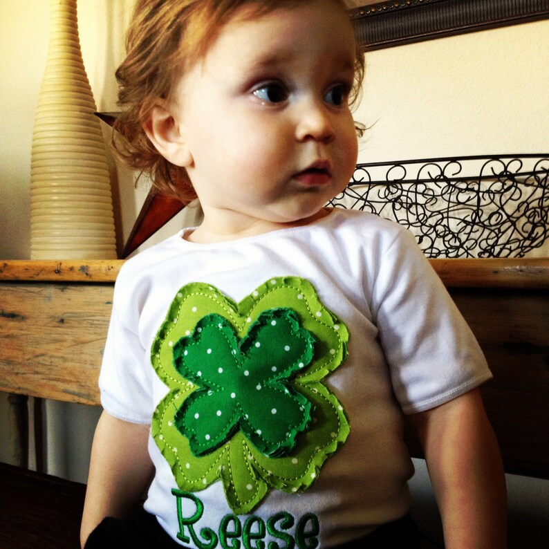 Shabby Shamrock Appliqué Tee or Onsie image 0