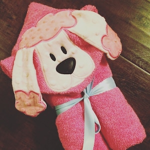 Poodle Appliqued Hooded Towel, Kids Large Hooded Towel, Baby Large Hooded Towel