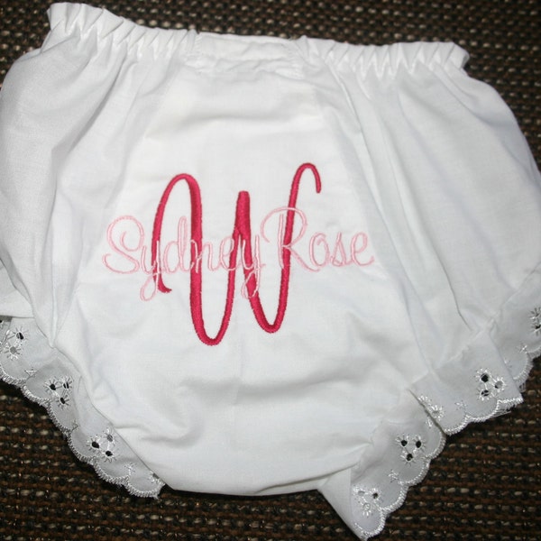 Stacked Initial Name Monogrammed Bloomer Diaper Cover