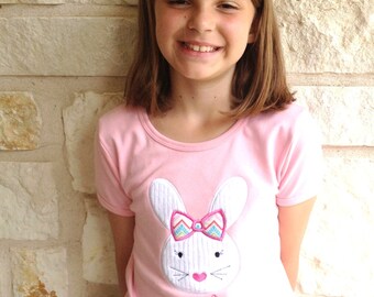 Girl Bunny Applique Easter Tshirt