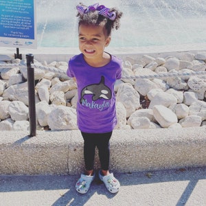 Girl&#39;s Killer Whale Sea World Appliqué Tshirt