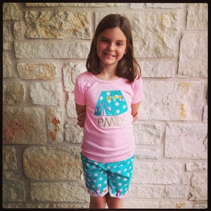 Girl&#39;s Glaming Tent Personalized Applique Tshirt