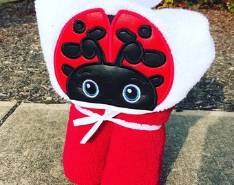 Lady Bug Hooded Towel for kids, Large Kids Hooded Towel