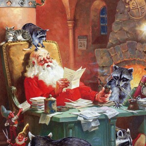 Holiday Help, Coffret de 10 cartes de Père Noël raton laveur poubelle panda pour toutes les personnes figurant sur votre liste de cartes de Noël, du Solstice et du Nouvel An.