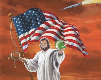 American Jesus - Art print available in many sizes all perfect for framing! The most patriotic biblical Jesus in all America!
