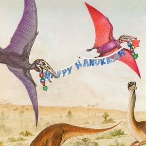 Happy Hanukkah - Coffret saisonnier de cartes Hanoukka dinosaures de cartes inhabituelles. Fête des ptérodactyles ! Les vélociraptors ont mangé mes biscuits Dreidel !