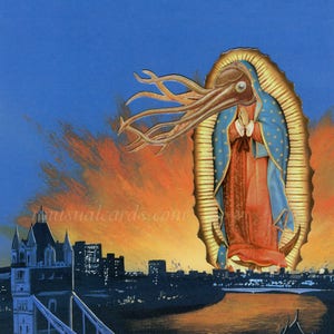 Maagd van Cthulhupe- Perfect voor inlijsten in vele maten Maagd van Guadalupe ontmoet Cthulhu om Londen te vernietigen in Lovecraftiaanse perfectie.