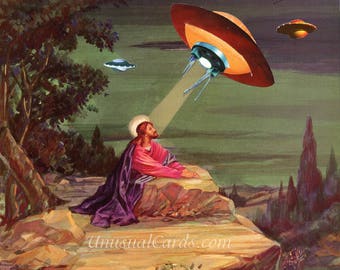 Dad, is that you? - Jesus and ancient aliens in a UFO, what else do you need? Available in many sizes!