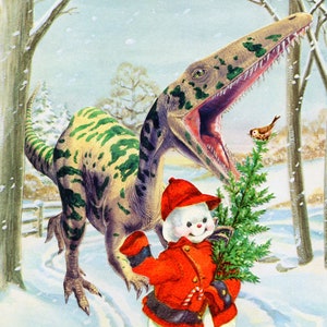 I&#39;ll Be Back on Christmas Day - Saisonales Boxset mit ungewöhnlichen Weihnachtskarten. Der Schneemann Frosty und sein neuer Dino-Freund finden einen guten Baum