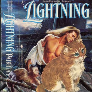 LIGHTNING Original-Kunst-Collage aus Hand schneiden einen Liebesroman und ein Kindertierbuch, so dass sie endlich zusammen sein konnte