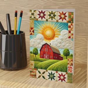 Sunny Skies Over The Red Barn-kaart