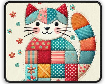 Gewatteerde kattenmuismat met patchwork