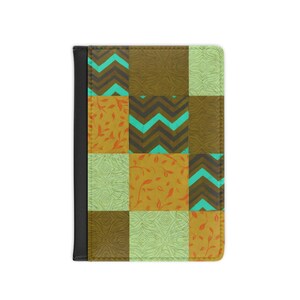 Teal Chevron Patchwork Passhülle