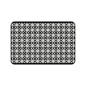 Black and White X Block Quilt Pattern Desk Mat | Elegant Office