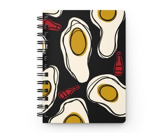 Fried Egg & Hot Sauce Pattern Spiral Bound Journal