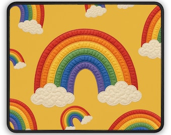 Yellow Quilted Rainbow Mouse Pad