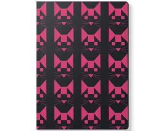 Pink Cat Block Pattern Softcover Notebook