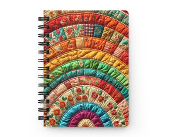 Quilted Rainbow Spiral Bound Journal