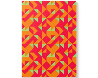 Geometric Red Orange Block Pattern Journal