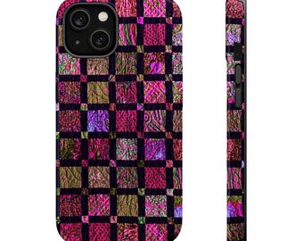 Quilted Magenta Grid Tough Cases