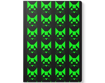 Neon Cat Pattern Softcover Notebook