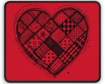 Alfombrilla de ratón con diseño de corazón de patchwork