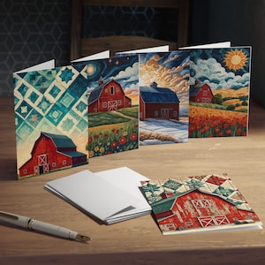 Tarjetas de felicitación multidiseño Old Red Barn (paquete de 5)
