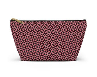Coral And Black Star Pattern Accessory Pouch