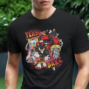 Sonic &quot;Team Dark&quot; T-Shirt | Unisex Oversized Tee for Retro Gamers | Stylish Gift for Sonic Fans