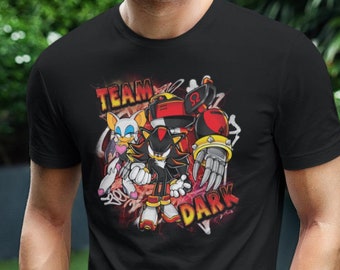 Team Dark Sonic T-Shirt | Shadow, Rouge, Omega | Retro Gamer Tee