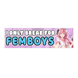 Femboys Bumper Sticker | Funny Anime Car Decal | Otaku Meme Vinyl Sticker for Weebs