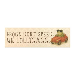 Lollygagg Car Magnet | Cute Retro Frog in Car Design | 10”x3” Bumper Magnet for Animal Lovers
