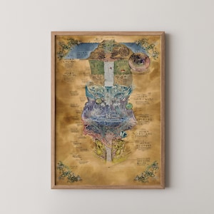 Affiche d'impression de carte Made in Abyss | Décoration murale verticale | Cadeau unique pour fan d'anime | Finition mate