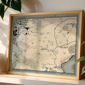 Vagrus: The Riven Realms - Poster della mappa - "Le pianure brucianti e la landa desolata" / Arte murale del mondo fantasy / Stampa orizzontale opaca