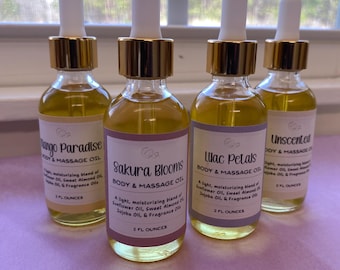 Scented Body Oil: Natural Moisturizing Oil with Sunflower, Almond & Jojoba Oils