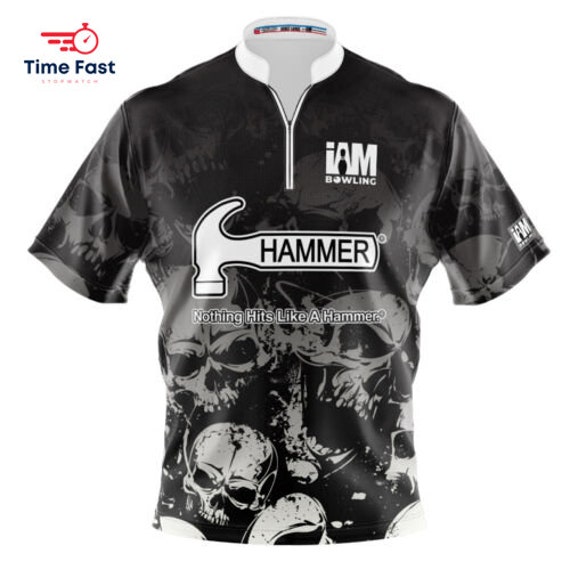 Bowling Hammer Custom Name Team Name 3D AOP Zip Bowling Jersey Black Etsy
