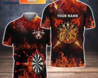 One More Dart Custom Name 3D Black Polo Shirt For Darts Lovers Father's Day Gift