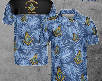Customize Name Lodge Name Masonic Freemasonry Tropical 3D Polo Shirt Size S-5XL