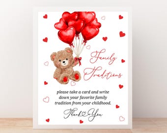 Baby Shower Sign Poster, Bear Themed Signage, Family Traditions 8x10 size Canva Template