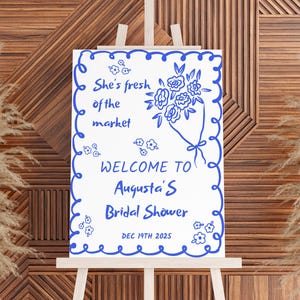 Bridal Shower Welcome Sign Template: Vintage Farmer&#39;s Market Design (Canva Editable, 18x24&quot;)