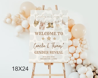 Western Gender Reveal Welcome Sign: Cowboy or Cowgirl (Editable Template)