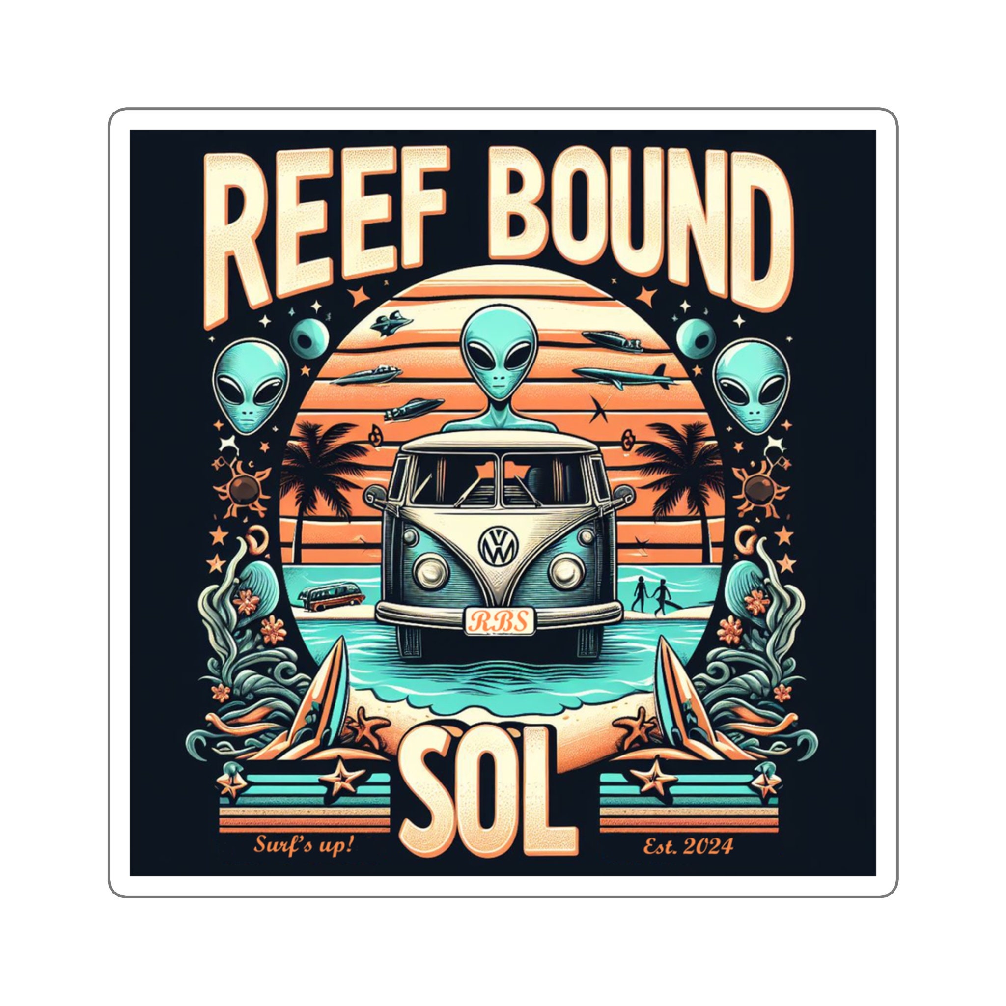Reef Bound Sol (RBS) Retro Alien VW Bug Decal - Etsy