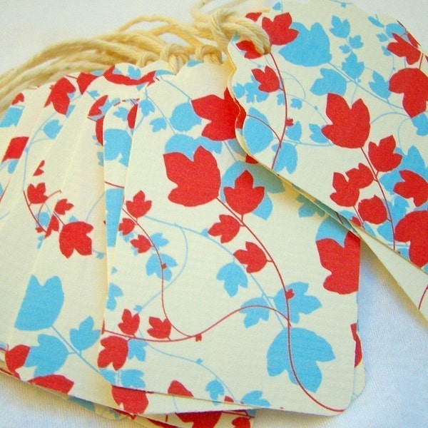 Fun Patterned Tags Red and Blue