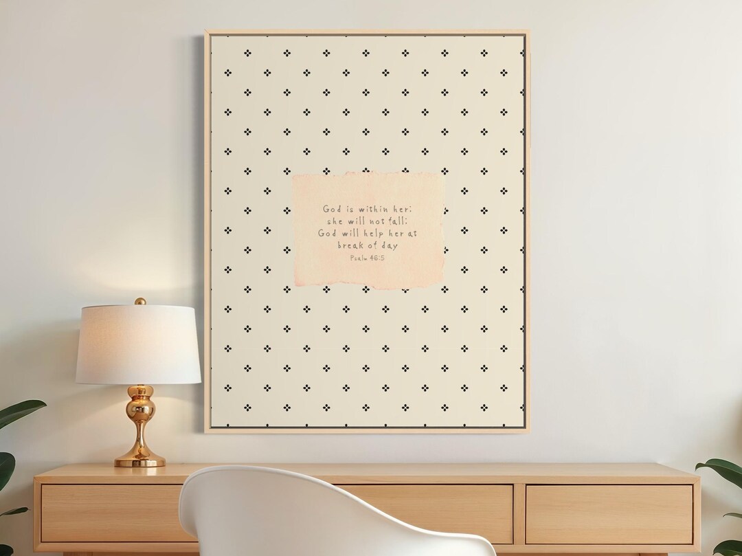 Vintage Christian Wall Art With Psalm 46:5, God is Within Her Quote ...