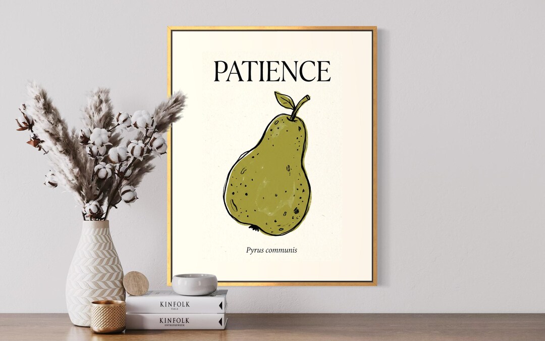 Patience Fruit of the Spirit Wall Art, Christian Pear Botanical Print ...