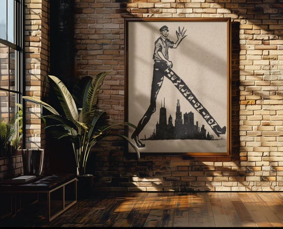Walkable Cities, The Walk Sign Is On Matte Vertical Poster, Chicago Cityscape Home Decor, Urban Wall Art Print, Urban Planning