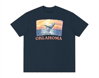 Oklahoma Whale Souvenir Tee, Retro Distressed Travel T-Shirt, Landlocked Humor