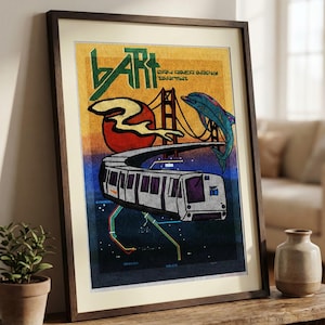 Retro San Francisco Travel Poster Matte Vertical Poster | BART Transit