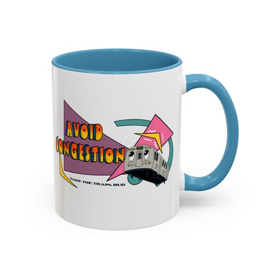 Vintage-Inspired Travel Mug for Train Lovers, Avoid Congestion Design, Perfect Gift for Commuters, Fun Office Cup, Travel Accessory, Quirky