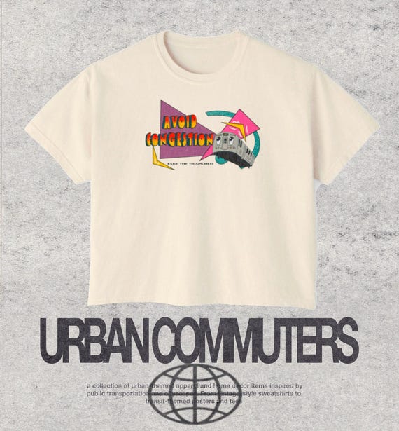 1990s Transit Women's Boxy Tee, Crop Top, Avoid Congestion Take the Train, Vintage Graphic Tee, Retro Streetwear Shirt